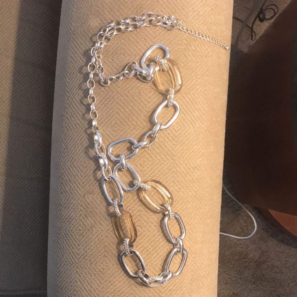 Chunky Link Statement Necklace with Bling - Picture 5 of 8